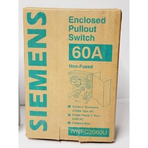 Siemens‎ WNFC2060U Enclosed Pullout Switch 60A 240V Non-Fused NEMA 3R Outdoor